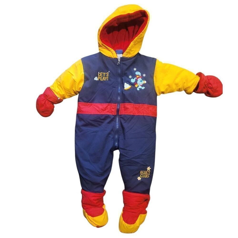 Vintage 90s Nickelodeon Snowsuit Kids 12M Blue Red Yellow Blues Clues